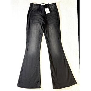Kancan New Ultra High Rise Flare Jeans Black Stretch Sz 29 11 whimsigoth
